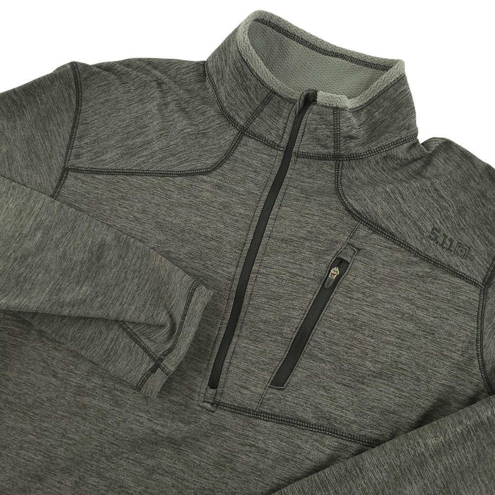 5.11 Tactical Pullover Mens Large Gray 1/4 Zip Long Sleeve Fleece Top Hiking